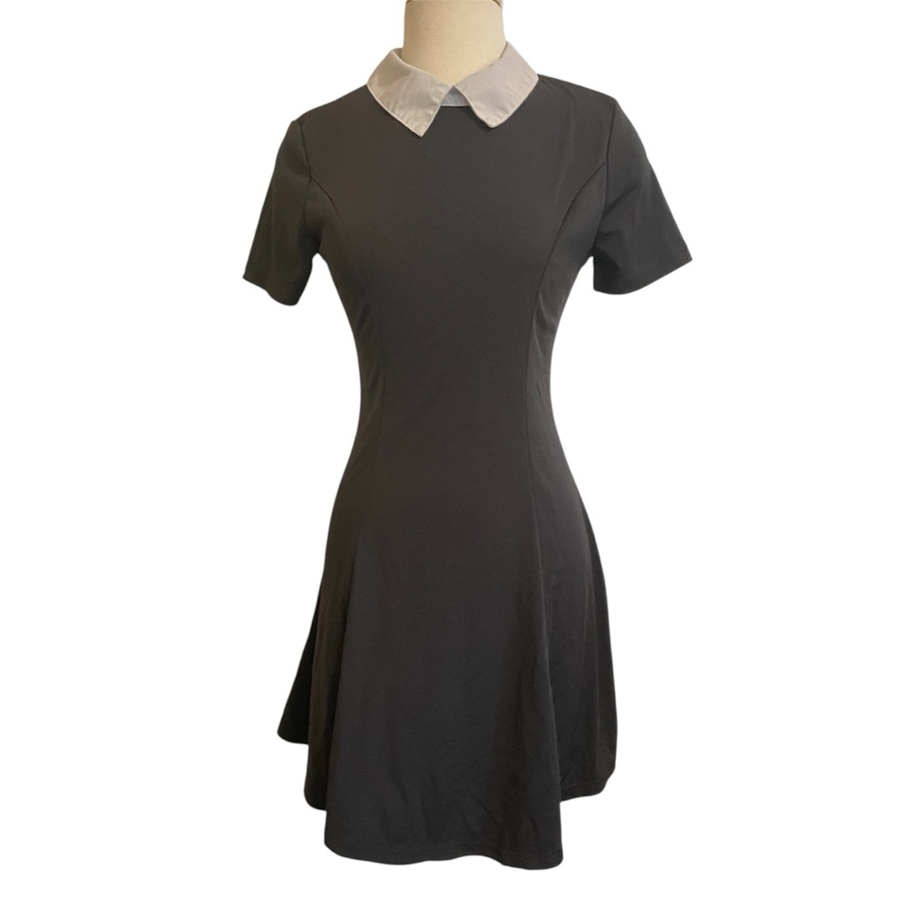 Allegra K Classic Black Dress with White Collar